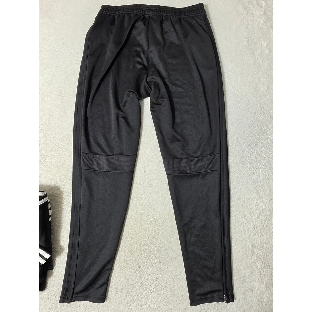 Adidas Track Pants Mens L Black White 3-Stripe Aeroready Tapered Joggers 32/30
